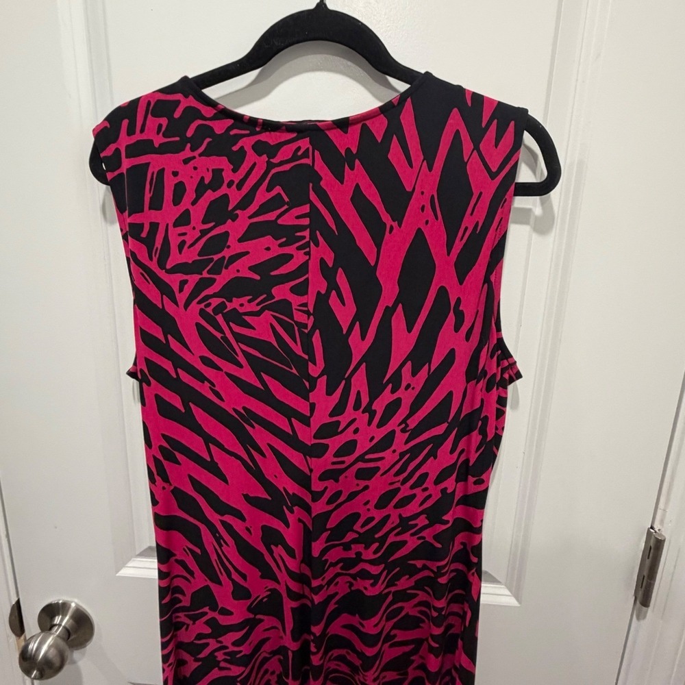 Kasper Womens Dress Abstract Animal Print Faux Wrap Pink Black PXL - Picture 11 of 12